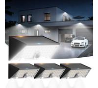 Smiling Shark WlL-06L Lampada Solare Esterno con Sensore di Movimento, LED Applique Luci Solari da Esterno 4 Modalità IP65 Impermeabile Faretto Solare Esterno Bianco Freddo per Giardino Patio, 4 Pezzi