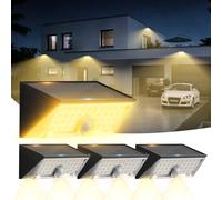 Smiling Shark WlL-06L Lampada Solare Esterno con Sensore di Movimento, LED Applique Luci Solari da Esterno 4 Modalità IP65 Impermeabile Faretto Solare Esterno Bianco Caldo per Giardino Patio, 4 Pezzi