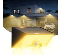 Smiling Shark WlL-06L Lampada Solare Esterno con Sensore di Movimento, LED Applique Luci Solari da Esterno 4 Modalità IP65 Impermeabile Faretto Solare Esterno Bianco Caldo per Giardino Patio, 1 Pezzi