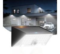 Smiling Shark WlL-06L Lampada Solare Esterno con Sensore di Movimento, LED Applique Luci Solari da Esterno 4 Modalità IP65 Impermeabile Faretto Solare Esterno Bianco Freddo per Giardino Patio, 1 Pezzi