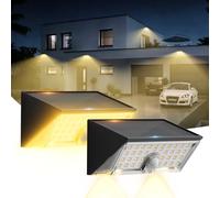 Smiling Shark WlL-06L Lampada Solare Esterno con Sensore di Movimento, LED Applique Luci Solari da Esterno 4 Modalità IP65 Impermeabile Faretto Solare Esterno Bianco Caldo per Giardino Patio, 2 Pezzi