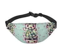 Smiling Succulents - Marsupio a tracolla per ragazzi, grande, da viaggio, alla moda, per sport, corsa, ciclismo, viaggi, pesca, nero, taglia unica