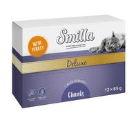 Smilla Deluxe Bocconcini 12 x 85 g umido per gatto - con Tacchino & Spinaci
