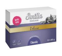Smilla Deluxe Bocconcini 12 x 85 g umido per gatto - con Vitello & Carote