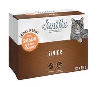 Smilla Senior Bocconcini in Salsa con Verdure in Busta umido gatto - 12 x 85 g Salmone e Fagiolini