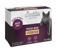 Smilla Sterilised Bocconcini con verdure 12 x 85 g Umido gatto - Mix: (Salmone & Carote, Tacchino & Fagiolini)