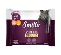 Smilla Sterilized Bocconcini in salsa con verdure - 48 x 85 g Mix 24x Salmone e Carote + 24x Tacchino e Fagiolini