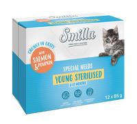 Smilla Young Sterilised Bocconcini in Salsa con Verdure in Busta umido - Set %: 24 x 85 g Salmone e Zucca