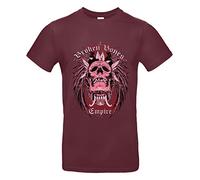 smilo & bron Maglietta da uomo/unisex in 100% cotone, stampata con motivo "Broken Bones Empire", bordeaux, XL