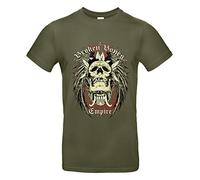 smilo & bron Maglietta da uomo/unisex in 100% cotone, stampata con motivo "Broken Bones Empire", Kaki urban, M
