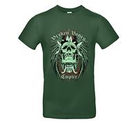 smilo & bron Maglietta da uomo/unisex in 100% cotone, stampata con motivo "Broken Bones Empire", verde bottiglia, L