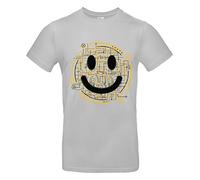 smilo & bron Maglietta unisex, girocollo, vestibilità media, 100% cotone, motivo Electric Smiley, Pacific Grey., XL