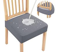 smiry Set di 4 coprisedili impermeabili per sedie da pranzo in jacquard, elasticizzati, rimovibili, lavabili e rimovibili, senza coperture posteriori, grigio