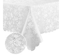 Smiry - Tovaglia impermeabile in vinile, rettangolare, resistente, lavabile, per cucina e sala da pranzo, 132 x 177 cm, colore: Bianco