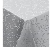 smiry Tovaglia rettangolare jacquard 140 x 240 cm, antimacchia, lavabile, per esterni, per pranzo, giardino, matrimonio, colore: grigio