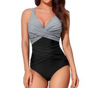 Smismivo Costume da Bagno Intero da Donna con Controllo della Pancia Push up Costume Intero Donna con Halter Imbottito Elegante Curvy Costumi da Bagno Donna Spiaggia Estate Beachwear