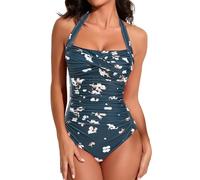 Smismivo Costume da Bagno Intero da Donna con Controllo della Pancia Push up Costume Intero Donna con Halter Imbottito Elegante Curvy Costumi da Bagno Donna Spiaggia Estate Beachwear