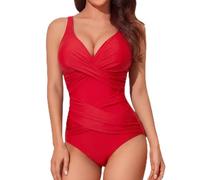 Smismivo Costume da Bagno Intero da Donna con Controllo della Pancia Push up Costume Intero Donna con Halter Imbottito Elegante Curvy Costumi da Bagno Donna Spiaggia Estate Beachwear