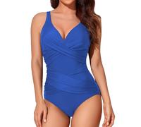 Smismivo Costume da Bagno Intero da Donna con Controllo della Pancia Push up Costume Intero Donna con Halter Imbottito Elegante Curvy Costumi da Bagno Donna Spiaggia Estate Beachwear