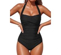 Smismivo Costume da Bagno Intero da Donna con Controllo della Pancia Push up Costume Intero Donna con Halter Imbottito Elegante Curvy Costumi da Bagno Donna Spiaggia Estate Beachwear