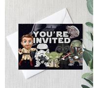 Smith Bros Printers 1898 Star Wars - Inviti per festa di compleanno, formato A6, 24 pezzi, buste e 24 adesivi con scritta "Thank For Coming To My Party" da 30 mm
