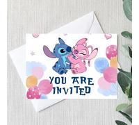 Smith Bros Printers 1898 Stitch - Inviti per festa di compleanno, formato A6, 24 pezzi, buste e 24 adesivi con scritta "Thank For Coming To My Party" da 30 mm