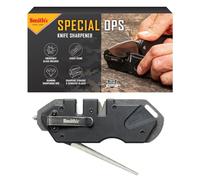 Smith’s 50979 Pocket Pal Tactical Knife Sharpener - Black - 2 Stage Sharpener & Diamond Sharpening Rod - Pocket Clip - Outdoor Hunting Knife & Hook Sharpener - Compact & Lightweight