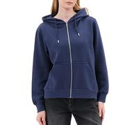 Smith & Solo Felpa con cappuccio da donna, in cotone, a maniche lunghe, con cappuccio, a girocollo, slim fit, per il tempo libero, sport, a maniche lunghe, con cappuccio, Cerniera blu marino, XL