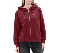 Smith & Solo Felpa con cappuccio da donna, in cotone, a maniche lunghe, con cappuccio, a girocollo, slim fit, per il tempo libero, sport, a maniche lunghe, con cappuccio, Chiusura lampo bordeaux, XL