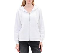 Smith & Solo Felpa con cappuccio da donna, in cotone, a maniche lunghe, con cappuccio, a girocollo, slim fit, per il tempo libero, sport, a maniche lunghe, con cappuccio, Cerniera bianca, L