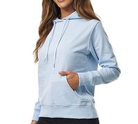 Smith & Solo Felpa con cappuccio da donna, in cotone, a maniche lunghe, con cappuccio, a girocollo, slim fit, per il tempo libero, sport, a maniche lunghe, con cappuccio, Azzurro, M