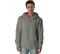 Smith & Solo Felpa con cappuccio da uomo - felpa girocollo - maniche lunghe - slim - fit - allenamento - felpa - maglione - misto cotone di alta qualità da uomo, Grigio zip, L