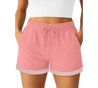 Smith & Solo Pantaloncini Sportivi da Donna in Cotone, Shorts a Vita Alta, Corti Estivi per Palestra, Jogging, Sport, Yoga e Fitness (Rosa Pallido, S)
