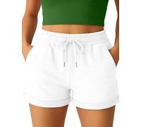 Smith & Solo Pantaloncini Sportivi da Donna in Cotone, Shorts a Vita Alta, Corti Estivi per Palestra, Jogging, Sport, Yoga e Fitness (Bianco, S)