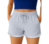 Smith & Solo Pantaloncini Sportivi da Donna in Cotone, Shorts Donna, Pantaloncini Palestra Donna, Pantaloncini Estivi Corti a Vita Alta, per Jogging, Sport, Yoga e Fitness (Grigio, XXL)