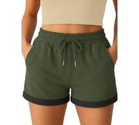 Smith & Solo Pantaloncini Sportivi da Donna in Cotone, Shorts Donna, Pantaloncini Palestra Donna, Pantaloncini Estivi Corti a Vita Alta, per Jogging, Sport, Yoga e Fitness (Cachi, S)
