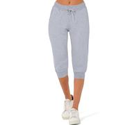 Smith & Solo Pantaloni da jogging da donna, in cotone, slim fit, per il tempo libero, lunghi, per il fitness, a vita alta, per jogging, per la corsa, moderni, Grigio 3/4, XL