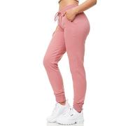 Smith & Solo Pantaloni da jogging da donna, in cotone, slim fit, per il tempo libero, lunghi, per il fitness, a vita alta, per jogging, per la corsa, moderni, rosa scuro, S