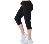 Smith & Solo Pantaloni da jogging da donna, in cotone, slim fit, per il tempo libero, lunghi, per il fitness, a vita alta, per jogging, per la corsa, moderni, Nero 3/4, XL