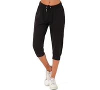 Smith & Solo Pantaloni da jogging da donna, in cotone, slim fit, per il tempo libero, lunghi, per il fitness, a vita alta, per jogging, per la corsa, moderni, Nero 3/4, S