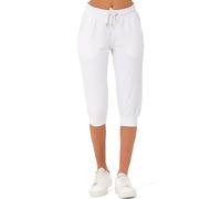 Smith & Solo Pantaloni da jogging da donna, in cotone, slim fit, per il tempo libero, lunghi, per il fitness, a vita alta, per jogging, per la corsa, moderni, Bianco 3/4, L