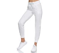 Smith & Solo Pantaloni della Tuta Donna, Pantaloni Sportivi Donna in Cotone, Pantaloni Estivi Donna Slim Fit per Yoga e Fitness, Pantaloni da Donna Moderni e Comodi a Vita Alta Bianco/L