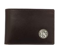 Smith & Wesson Portafoglio Bifold Tasca Frontale Colore Nero & Marrone Colore, Regalo Uomini, 100% Pelle Handmade Portafoglio