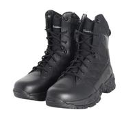 Smith & Wesson Stivali da uomo in pelle da scout, con punta lucidabile, con cerniera laterale, da lavoro, combattimento, soldato (15-20 cm), Nero-20,3 cm, 44.5 EU Larga