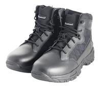 Smith & Wesson Stivali da uomo in pelle da scout, con punta lucidabile, con cerniera laterale, da lavoro, combattimento, soldato (15-20 cm), Nero-6 pollici, 43 EU