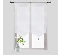 SMITHOOM 2 pannelli trasparenti per tende con tasca per asta, decorazione classica con nappe, decorazione in voile, per porta della cucina, piccola finestra, 60 x 160 cm, colore: bianco