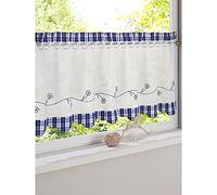 SMITHOOM Tenda Corta Stile Pastorale Voile trasparente per Cucina Caffetteria Lavanderia Bagno Blu 120x60cm