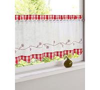 SMITHOOM Tenda Corta Stile Pastorale Voile trasparente per Cucina Caffetteria Lavanderia Bagno Rosso 120x30cm