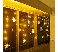 SMITHROAD - Tenda luminosa a LED a forma di fiocco di neve, IP44, 24 V, bassa tensione con 8 modalità, 94 luci, illuminazione di Natale, per interni, esterni, finestre, 3.6 m x 1 m, bianco caldo