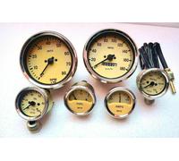 Smiths Gauge Kit Temp-Oil-Fuel-Amp-Oil Temp-Speedometer-Tacho Replica crema
